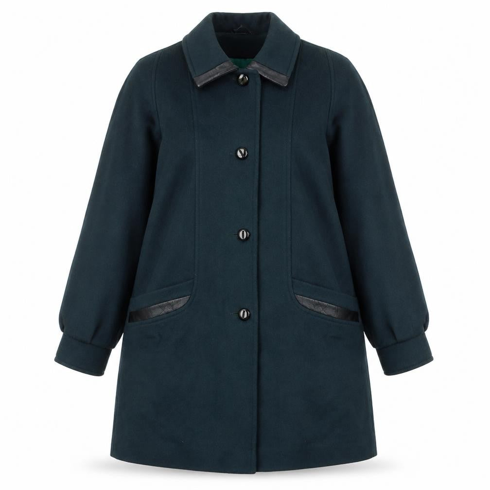 Me-Jay Womens Green Overcoat Coat Size M Button