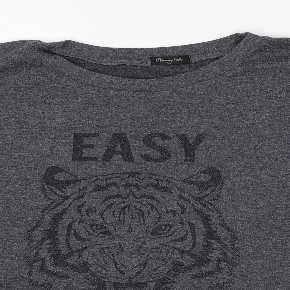 Blooming Jelly Womens Grey Polyester Pullover Sweatshirt Size XL Pullover - Easy Tiger