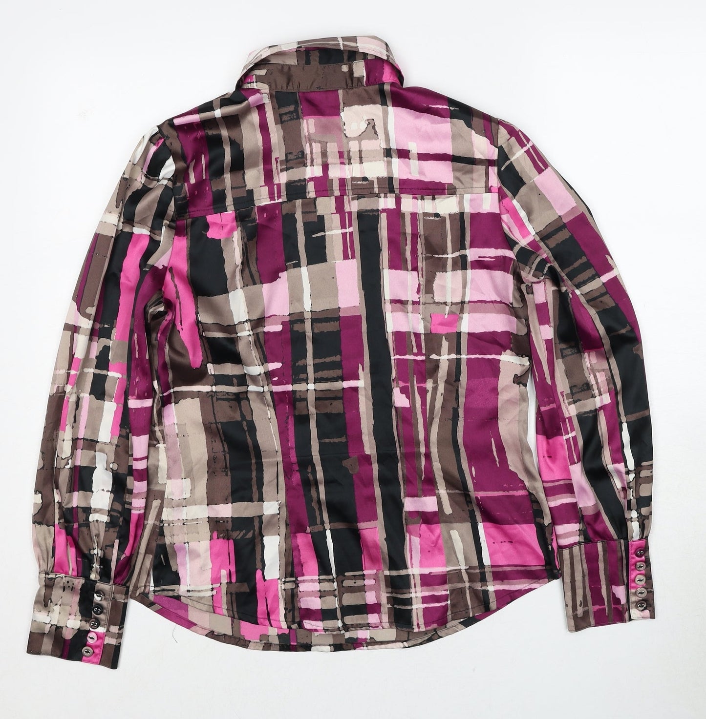 NEXT Womens Multicoloured Geometric Polyester Basic Button-Up Size 12 Collared