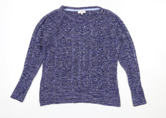 CC Womens Blue Boat Neck Viscose Pullover Jumper Size S