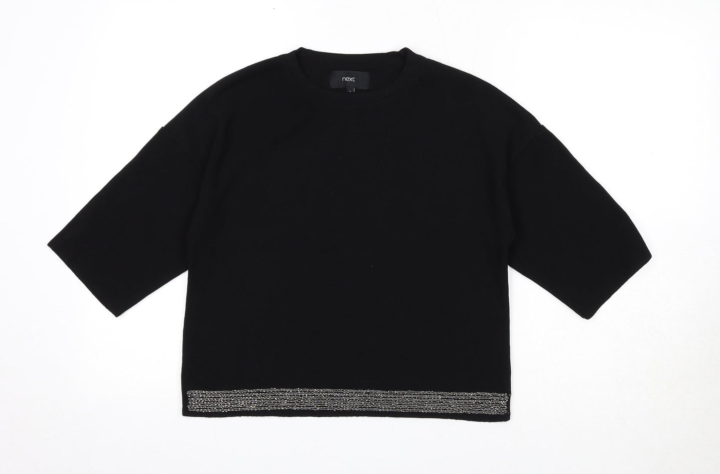 NEXT Womens Black Viscose Basic Blouse Size 8 Round Neck