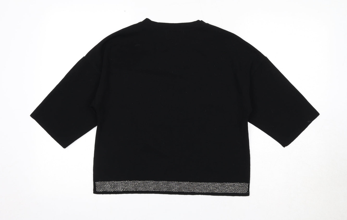 NEXT Womens Black Viscose Basic Blouse Size 8 Round Neck