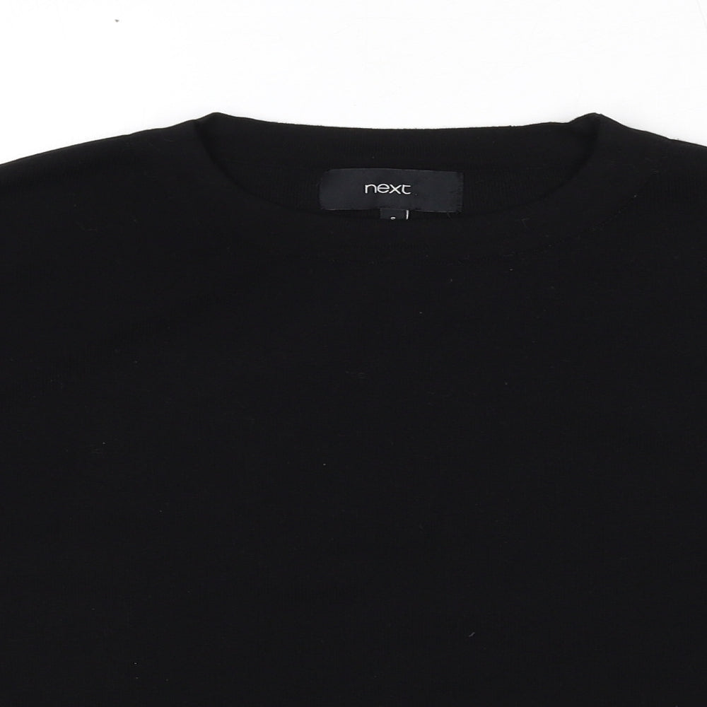 NEXT Womens Black Viscose Basic Blouse Size 8 Round Neck