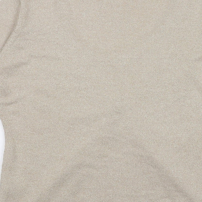 Preloved Alex & Co Womens Beige Viscose Basic Blouse Size 12 Round Neck - Twin Set - Label