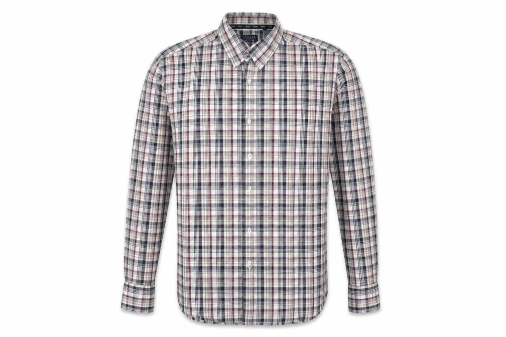 Maine Mens Multicoloured Plaid Cotton Button-Up Size M Collared Button
