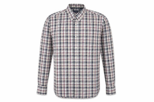 Maine New England Mens Multicoloured Plaid Cotton Button-Up Size M Collared Button