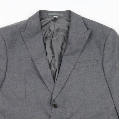 Close-up detail of Autograph men’s grey polyester jacket suit jacket, size 40, regular