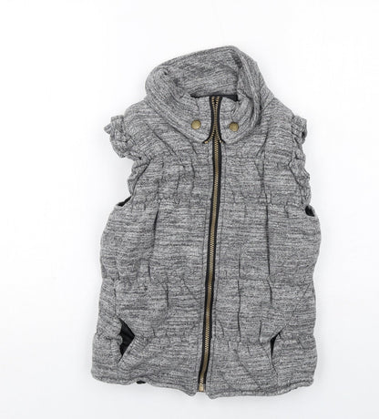 Additional front view of MODO girls’ grey gilet jacket, size M, zip