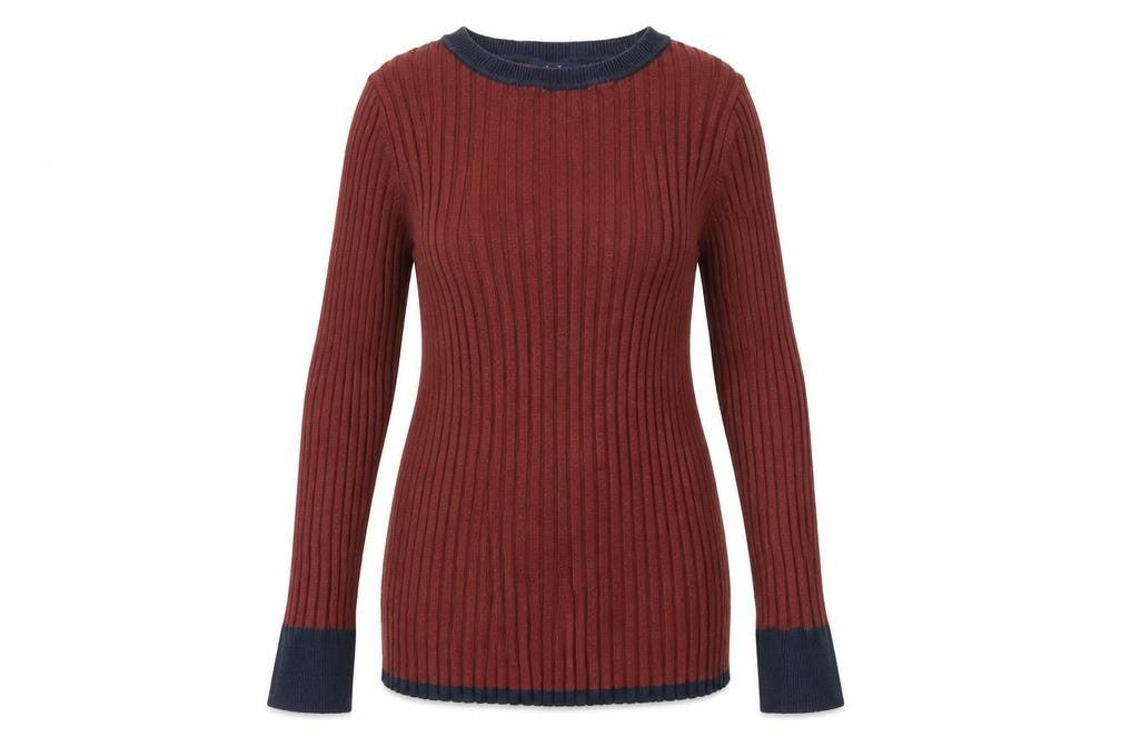 NEXT Womens Brown Boat Neck Nylon Pullover Jumper Size 12 - Ribbed