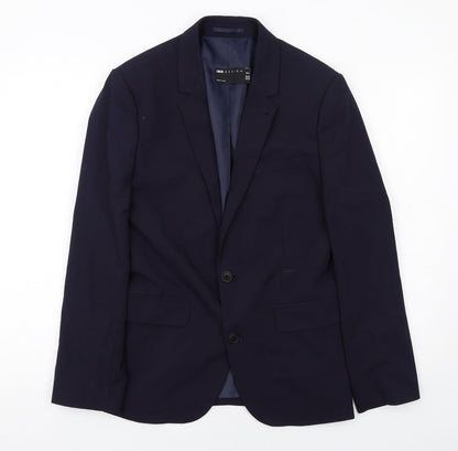 Additional front view of ASOS men’s blue polyester jacket suit jacket, size 36, regular