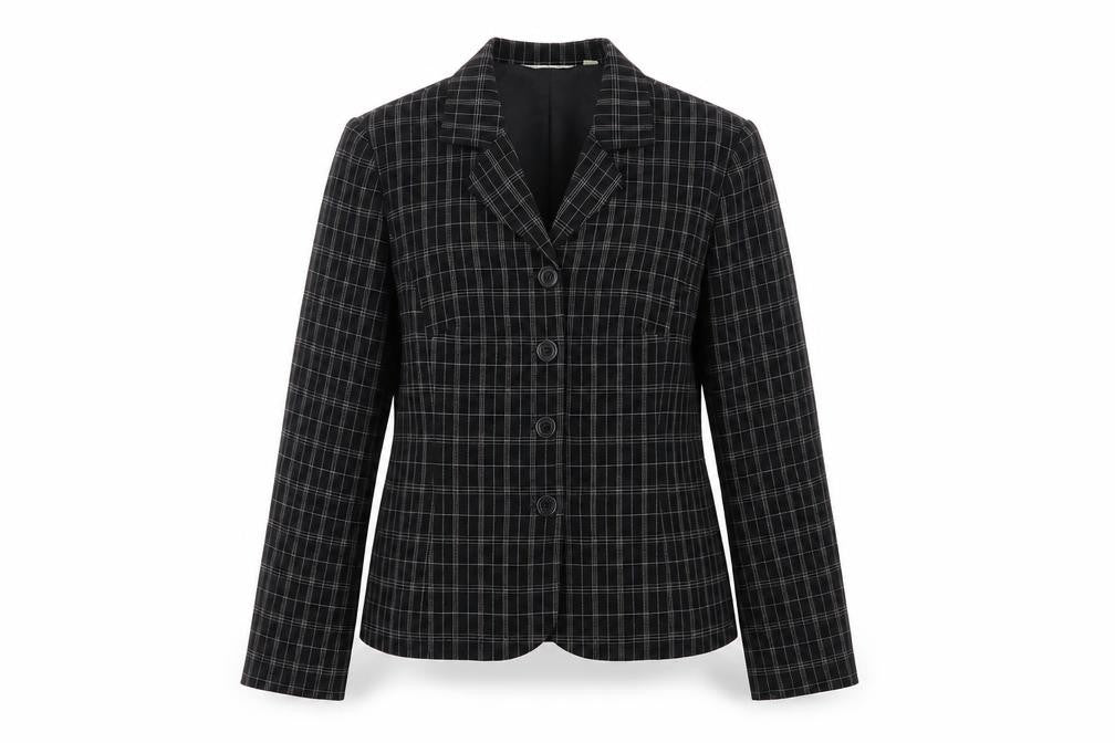 NEXT Womens Black Geometric Jacket Blazer Size 10 Button