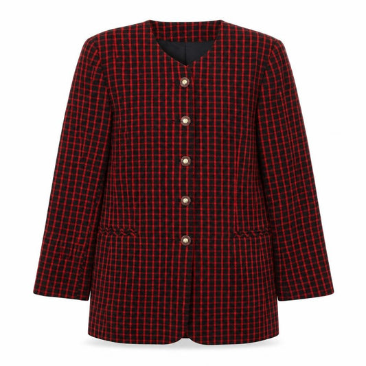Klass Womens Red Geometric Jacket Size 10 Button