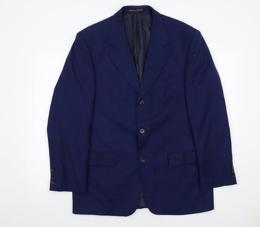 Marks and Spencer Mens Blue Wool Jacket Suit Jacket Size 40 Regular