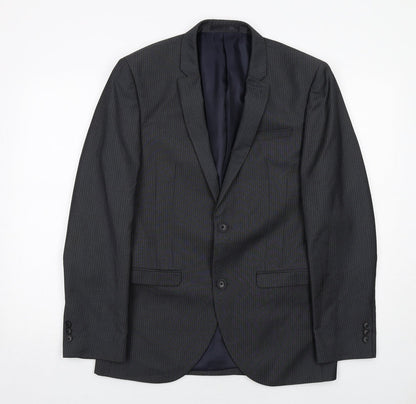 Next Mens Grey Striped Polyester Jacket Suit Jacket Size 38 Regular