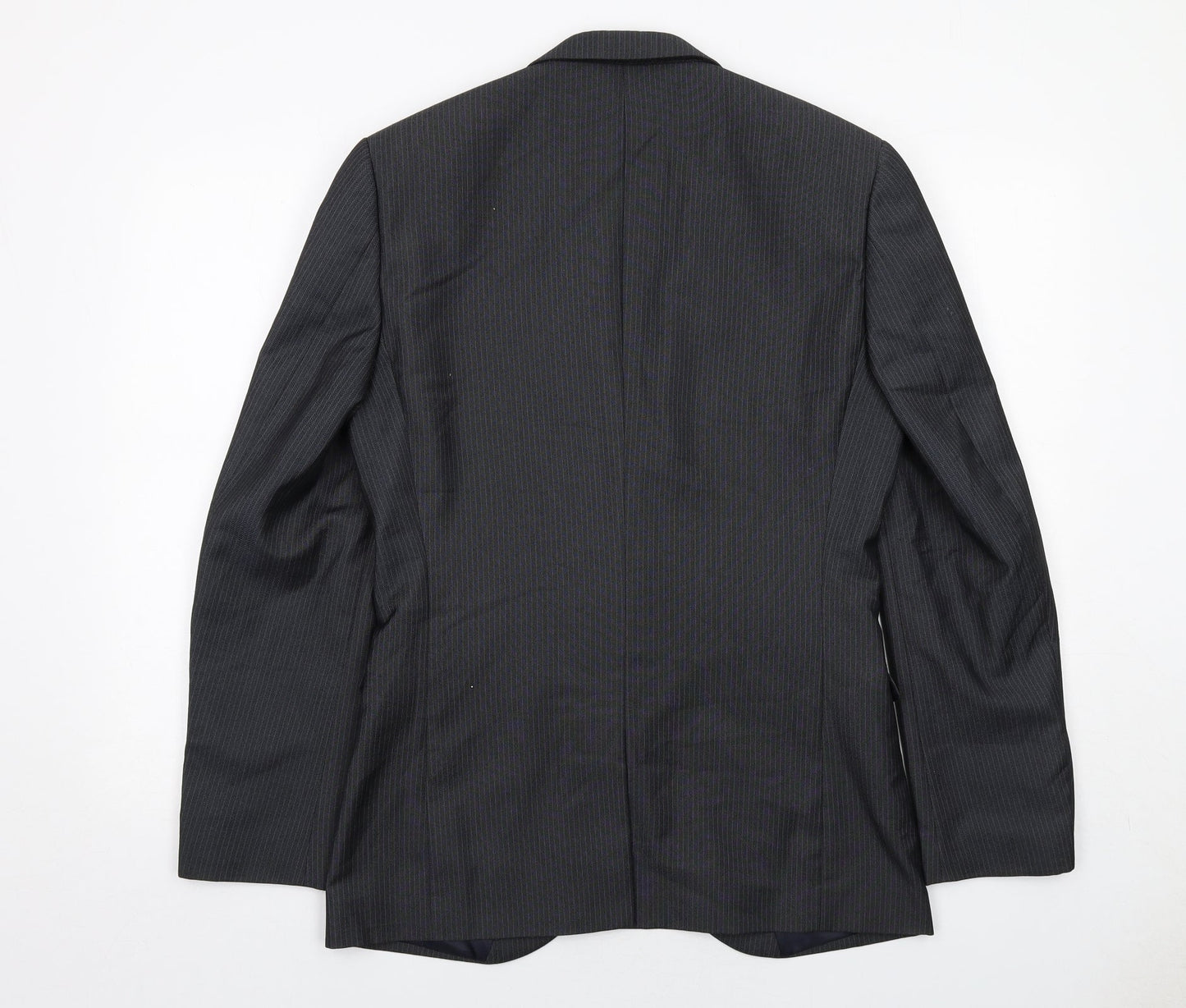 NEXT Mens Grey Striped Polyester Jacket Suit Jacket Size 38 Regular