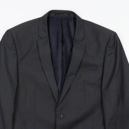 Next Mens Grey Striped Polyester Jacket Suit Jacket Size 38 Regular