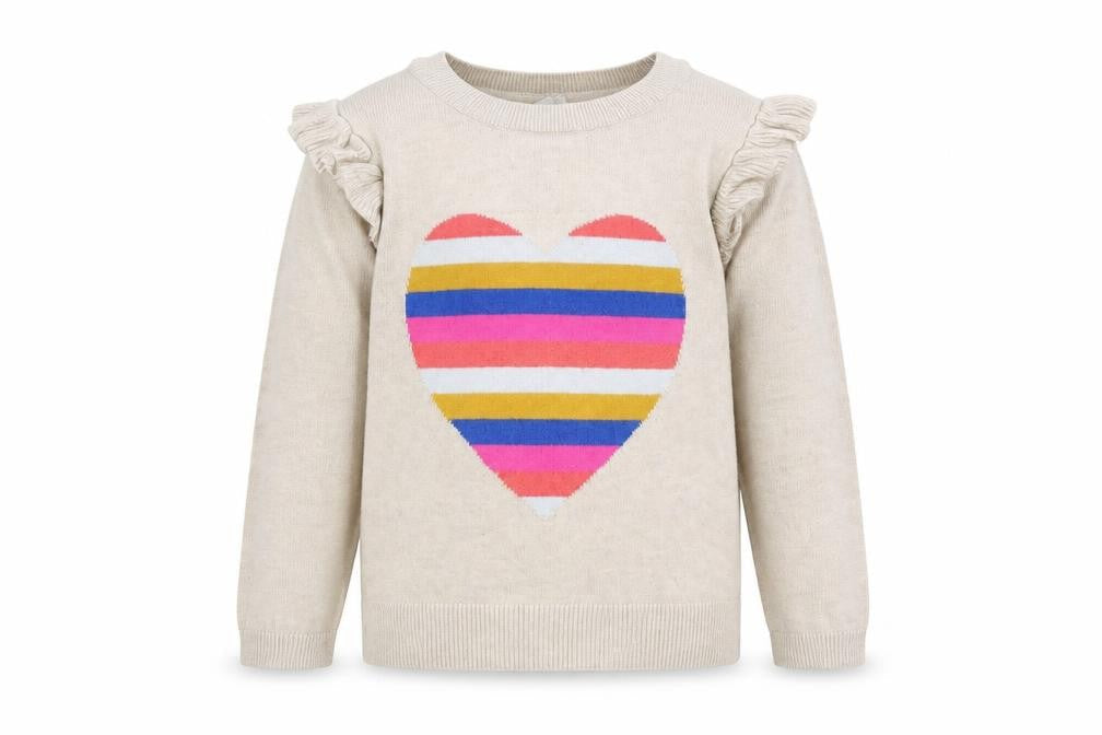 Gap Girls Beige Round Neck Cotton Pullover Jumper Size 5 Years Pullover - Heart