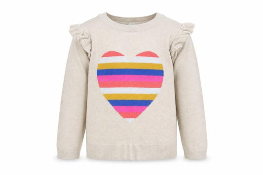 Gap Girls Beige Round Neck Cotton Pullover Jumper Size 5 Years Pullover - Heart