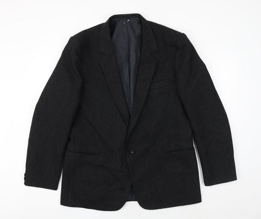 The Burton Collection Mens Black Geometric Polyester Jacket Suit Jacket Size 42 Regular