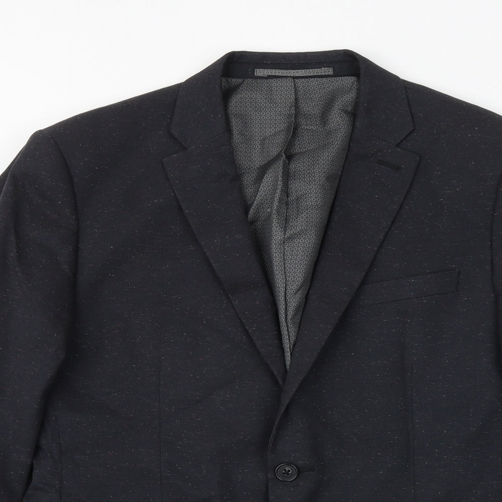 NEXT Mens Grey Polyester Jacket Suit Jacket Size 38 Regular - Flecked Pattern
