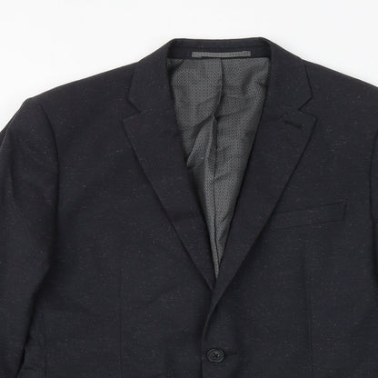 Next Mens Grey Polyester Jacket Suit Jacket Size 38 Regular - Flecked Pattern