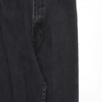 Zara Womens Grey Cotton Tapered Jeans Size 4 Regular Zip