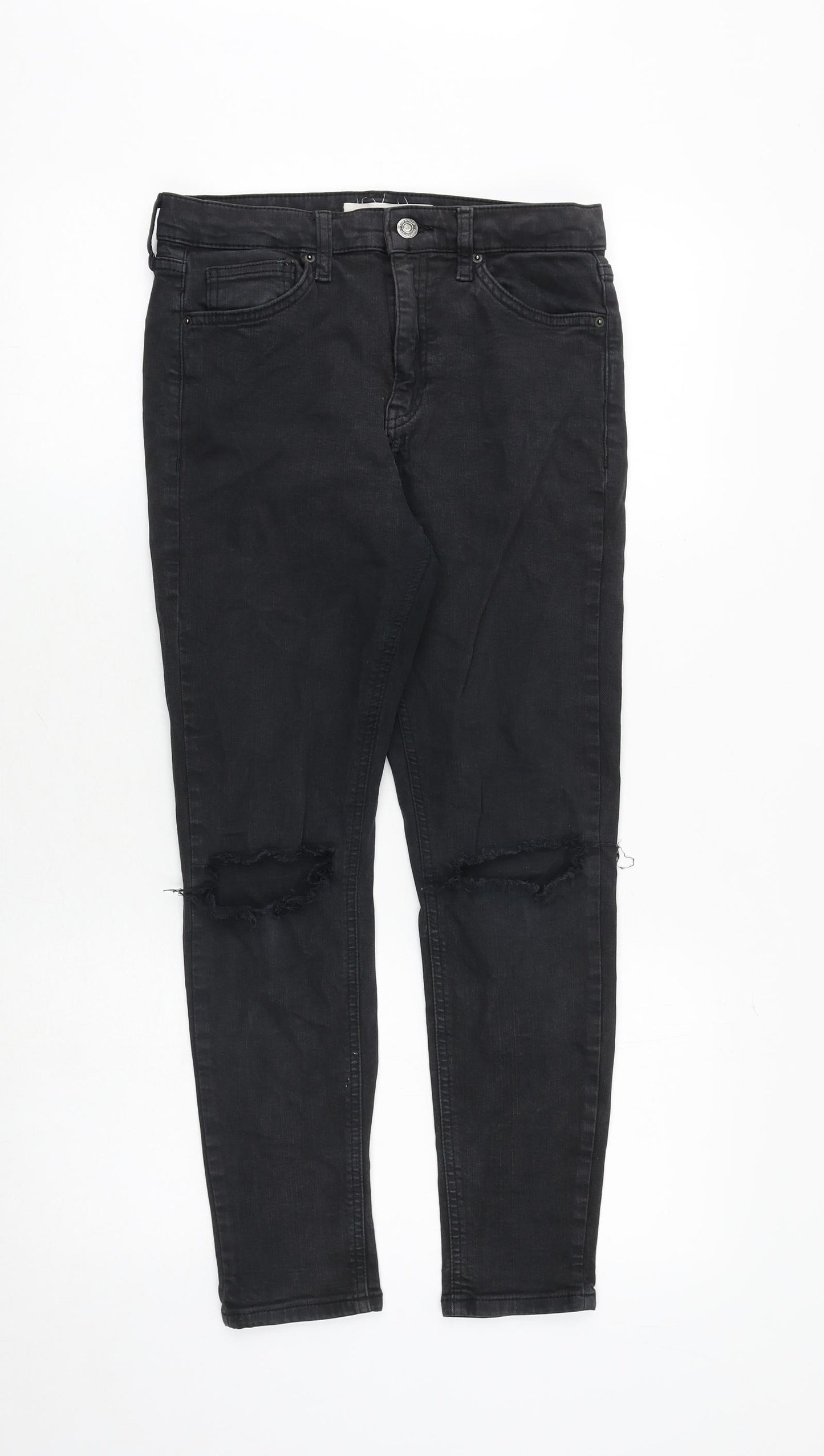 Topshop Womens Grey Cotton Skinny Jeans Size 28 in Regular Zip