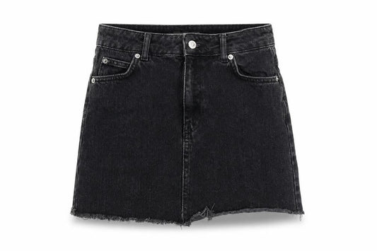 Topshop Womens Black Cotton A-Line Skirt Size 6 Zip