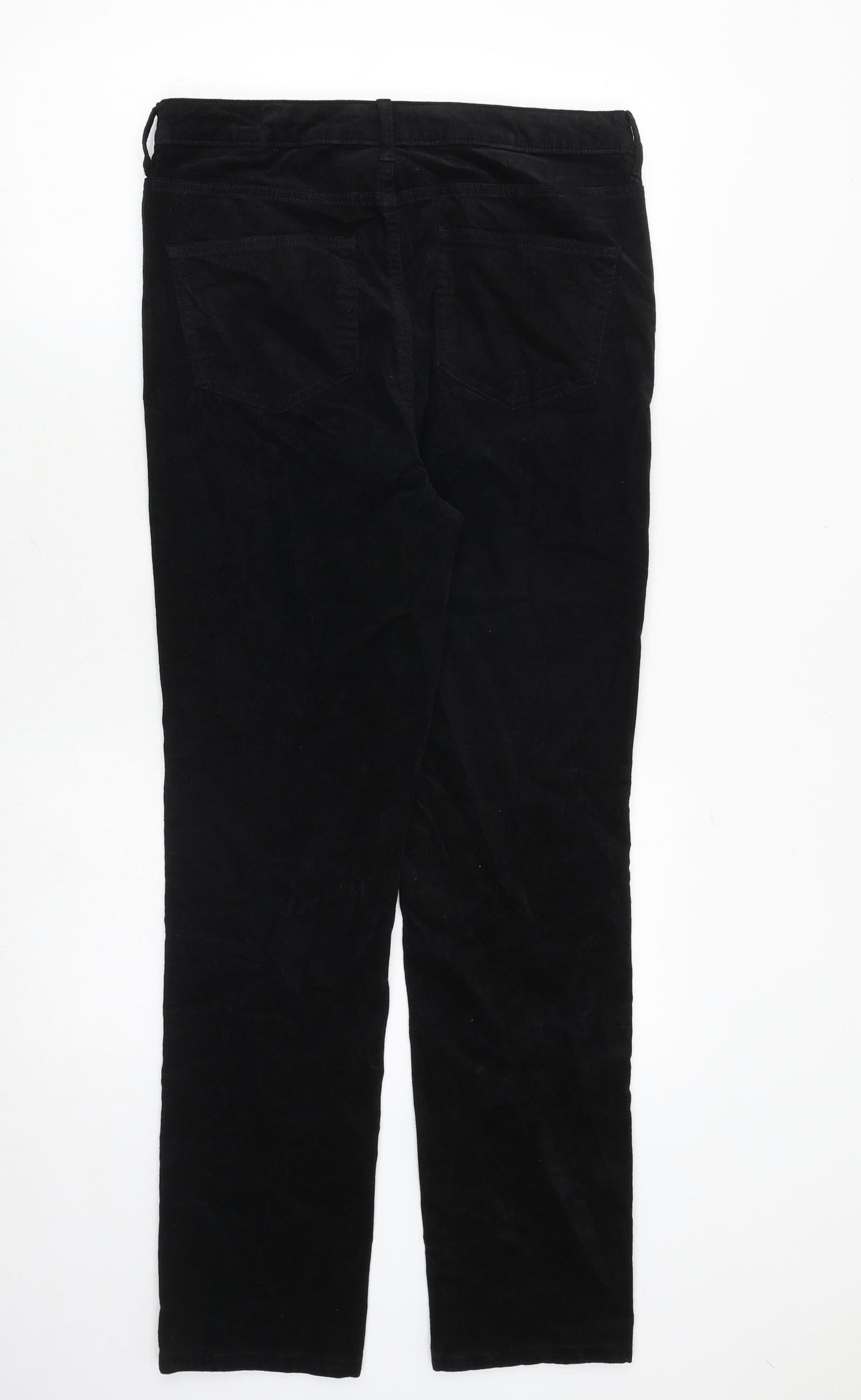 Marks and Spencer Womens Black Cotton Trousers Size 32 in Regular Zip