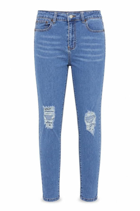 Momokrom Womens Blue Cotton Skinny Jeans Size 12 Regular Zip