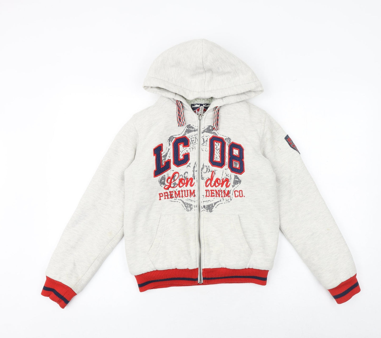 Lee Cooper Boys Grey Cotton Full Zip Hoodie Size 11-12 Years Zip