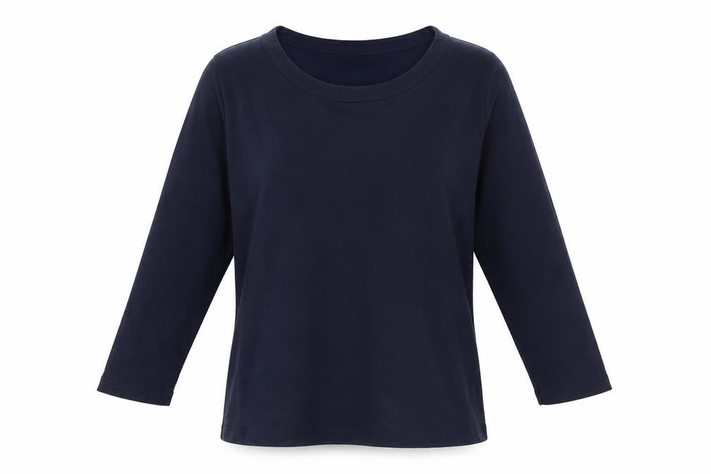 Country Casuals Womens Blue 100% Cotton Basic T-Shirt Size M Boat Neck