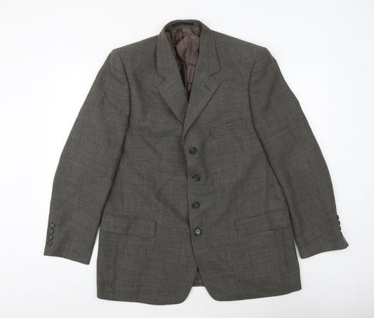 gianni ravanetti Mens Grey Geometric Polyester Jacket Suit Jacket Size 44 Regular