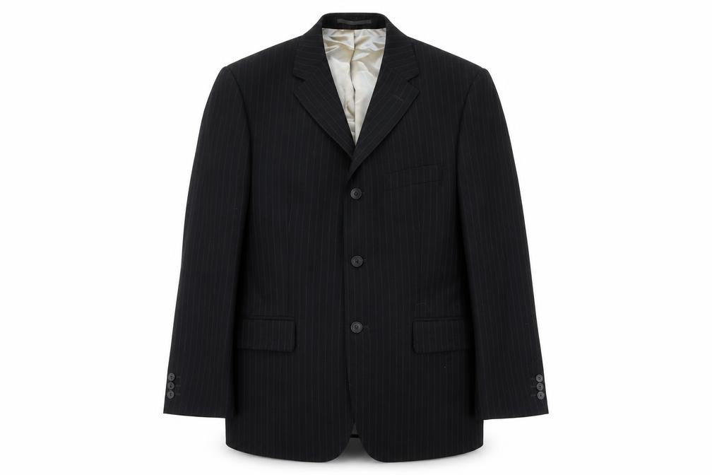 Burton Mens Blue Striped Wool Jacket Suit Jacket Size 40 Regular