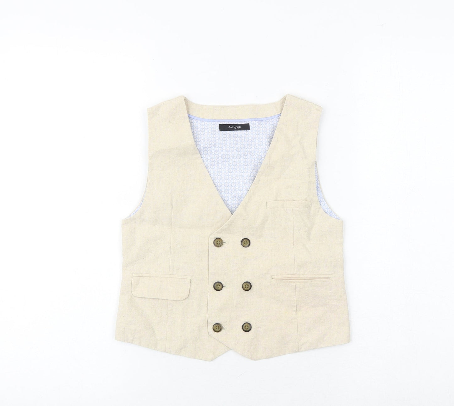 Autograph Boys Beige Jacket Waistcoat Size 6-7 Years Button