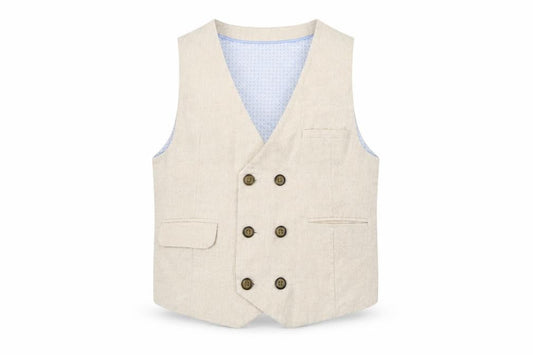 Autograph Boys Beige Jacket Waistcoat Size 6-7 Years Button