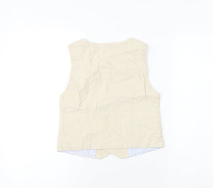 Back view of Autograph boys’ beige jacket waistcoat, size 6-7, years button