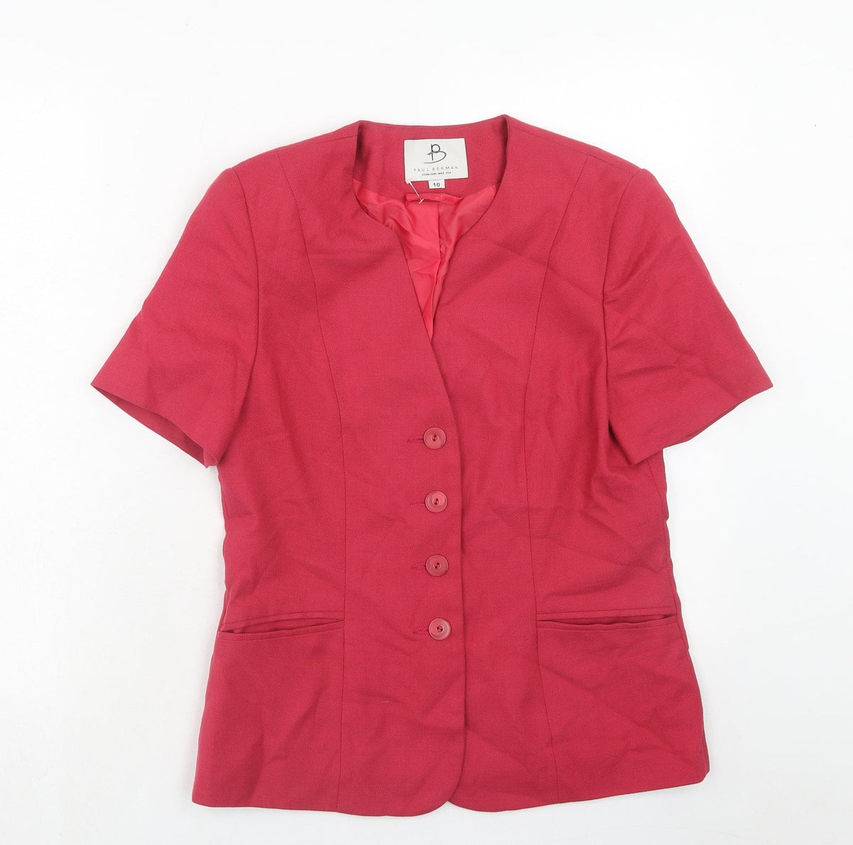 Paul Berman Womens Pink Jacket Blazer Size 10 Button