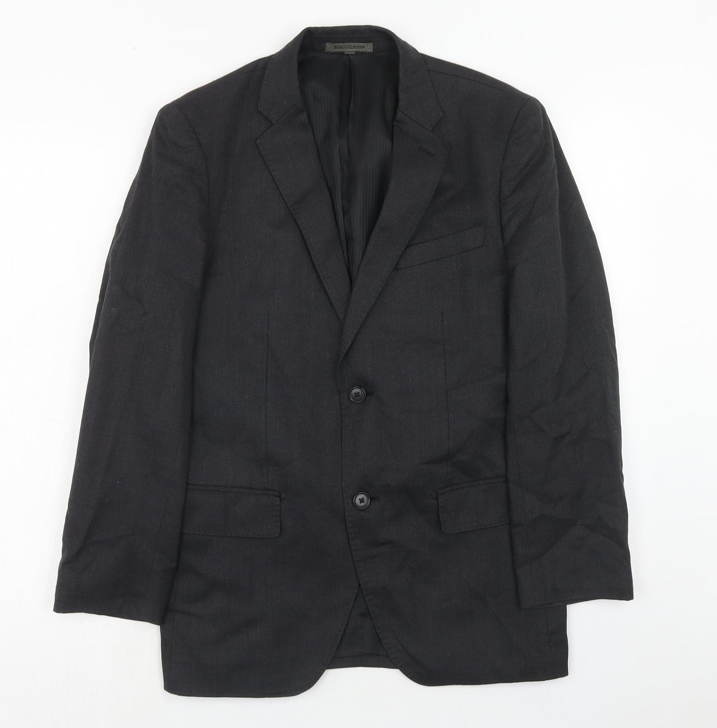 Wool Collection Mens Grey Wool Jacket Suit Jacket Size S Regular