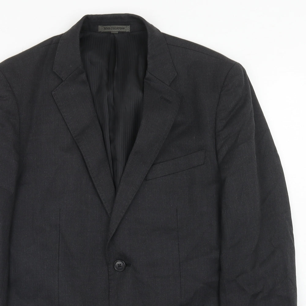 Wool Collection Mens Grey Wool Jacket Suit Jacket Size S Regular