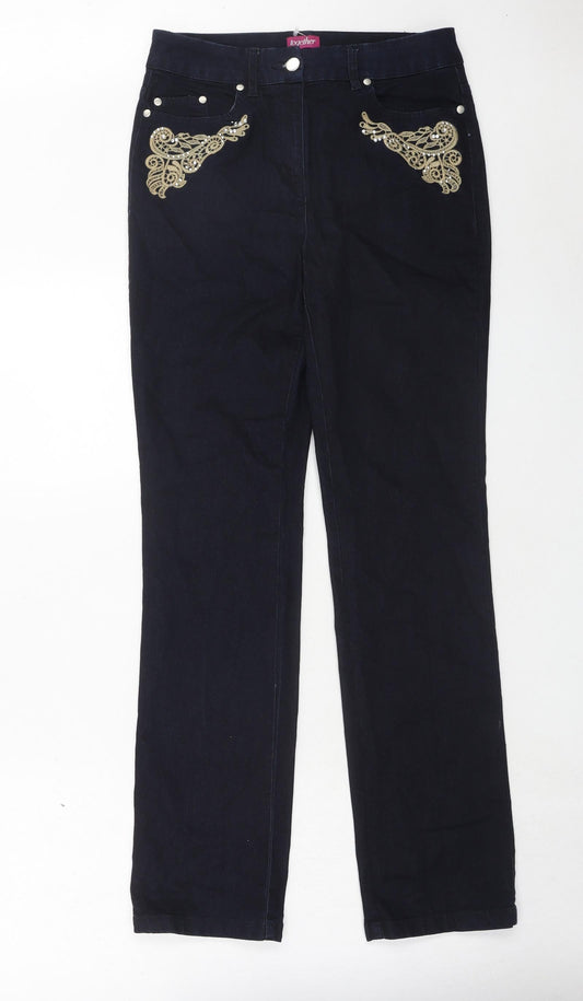 Together Womens Blue Cotton Skinny Jeans Size XS Regular Zip