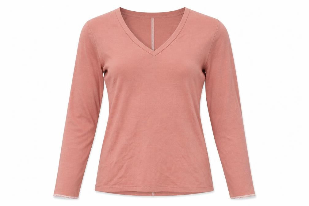 Per Una Womens Pink Polyester Basic T-Shirt Size 6 V-Neck - Contrast Stitching