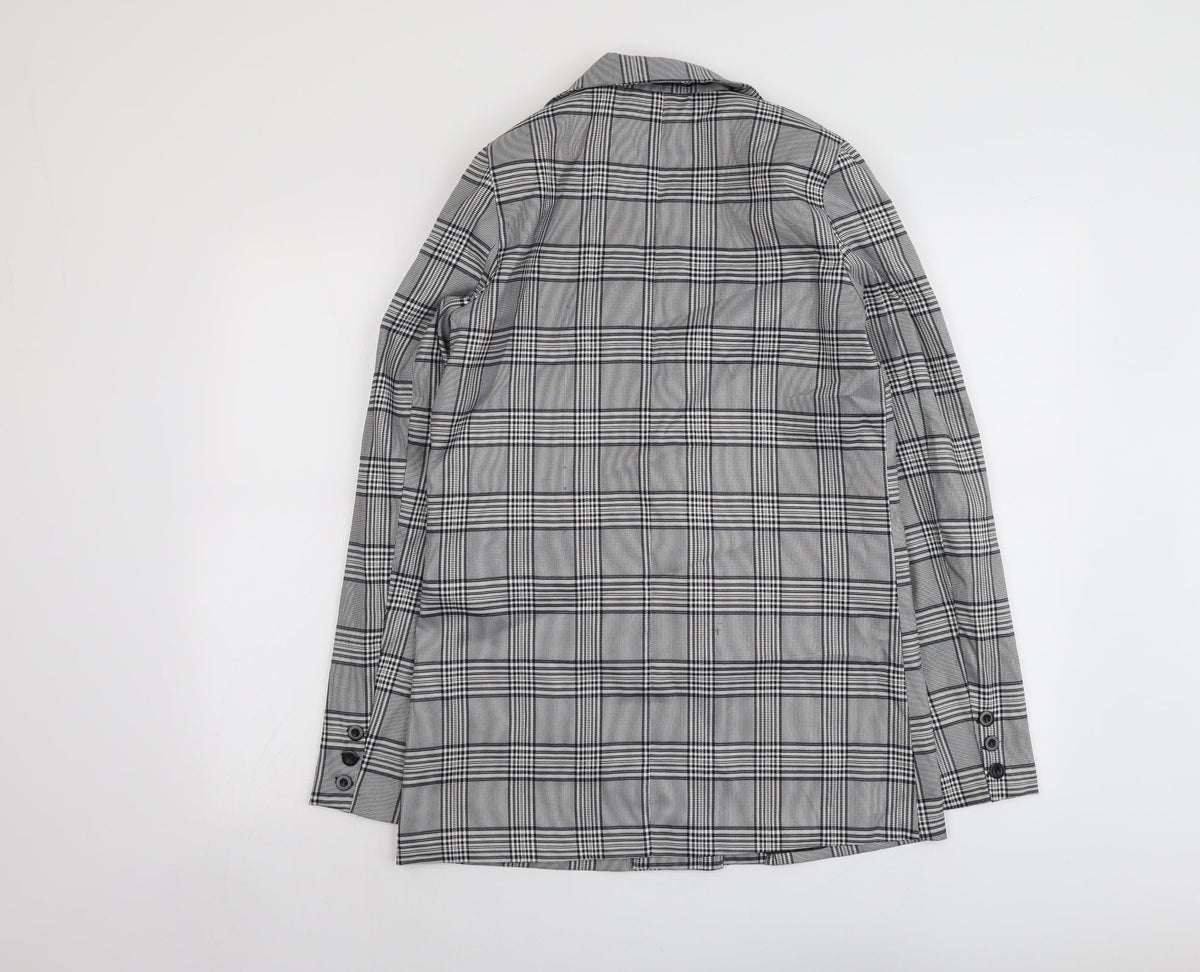 Missguided Womens Grey Geometric Jacket Blazer Size 8 Button