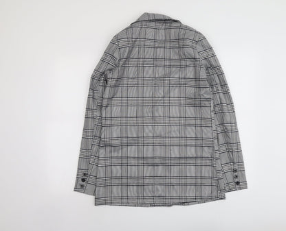 Back view of Missguided women’s grey geometric jacket blazer, size UK 8, button