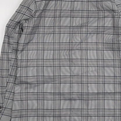 Brand and care label for Missguided women’s grey geometric jacket blazer, size UK 8, button