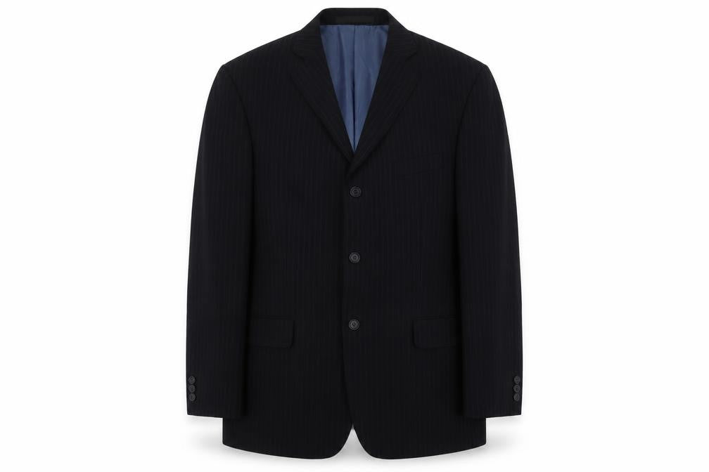 Marks & Spencer Mens Blue Striped Polyester Jacket Suit Jacket Size 42 Regular