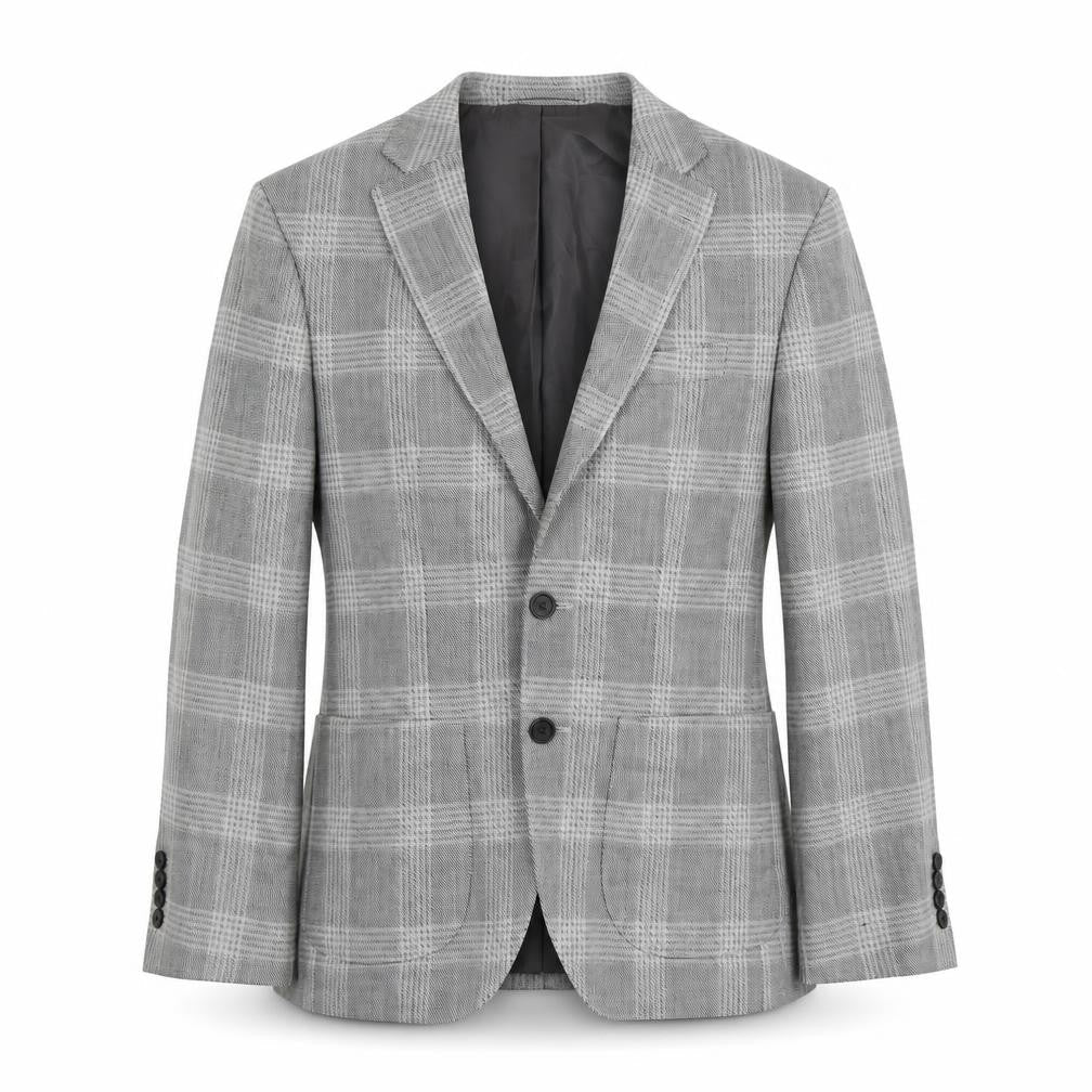 Marks & Spencer Mens Grey Plaid Polyester Jacket Blazer Size 38 Regular