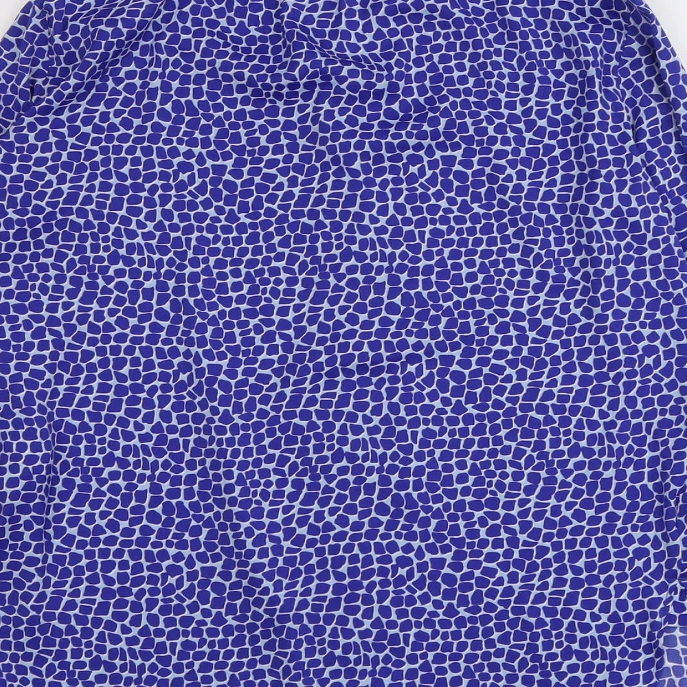 Marks and Spencer Womens Blue Geometric Polyester Basic Blouse Size 6 V-Neck