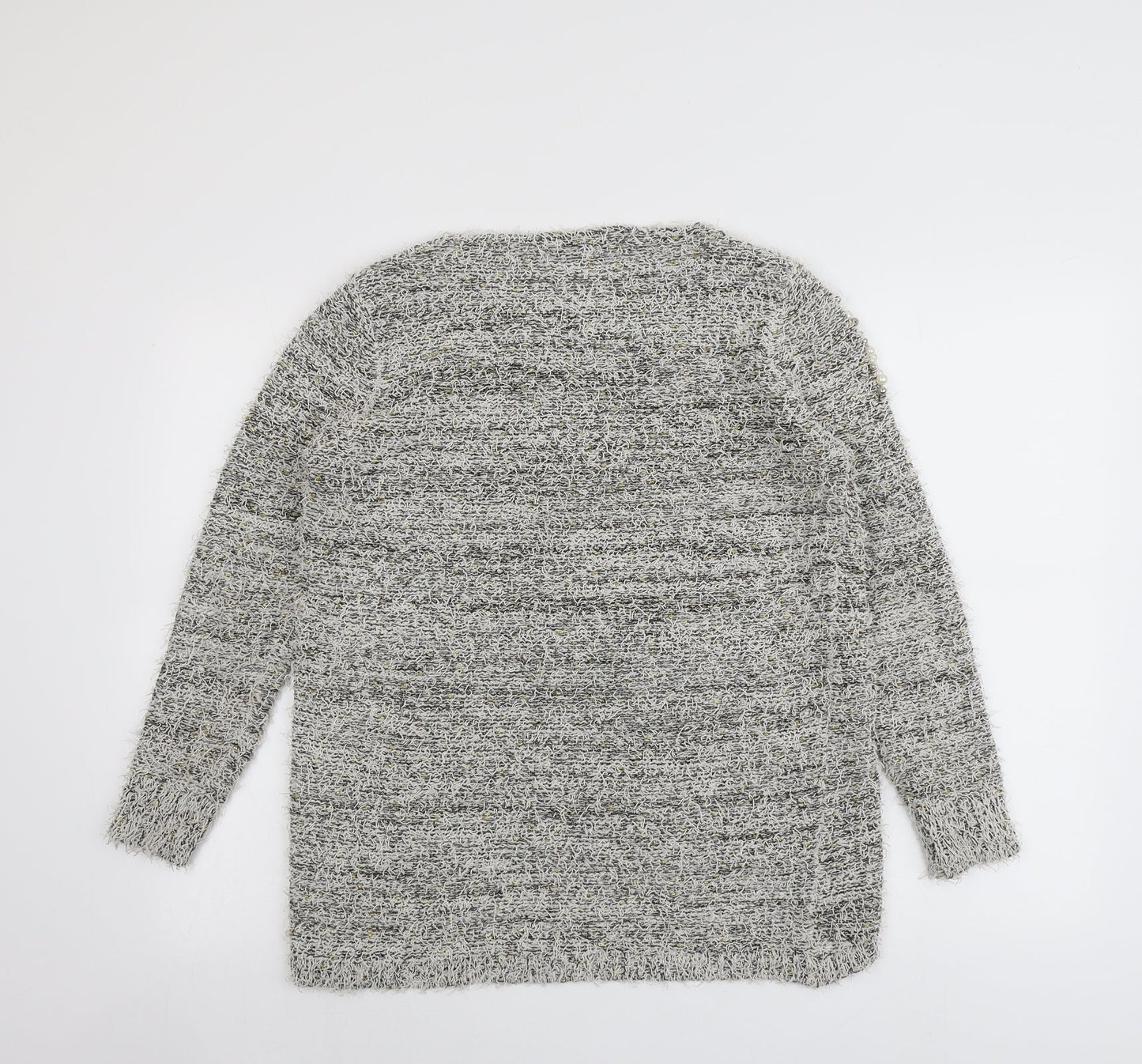 Nutshell Womens Grey Round Neck Acrylic Pullover Jumper Size M