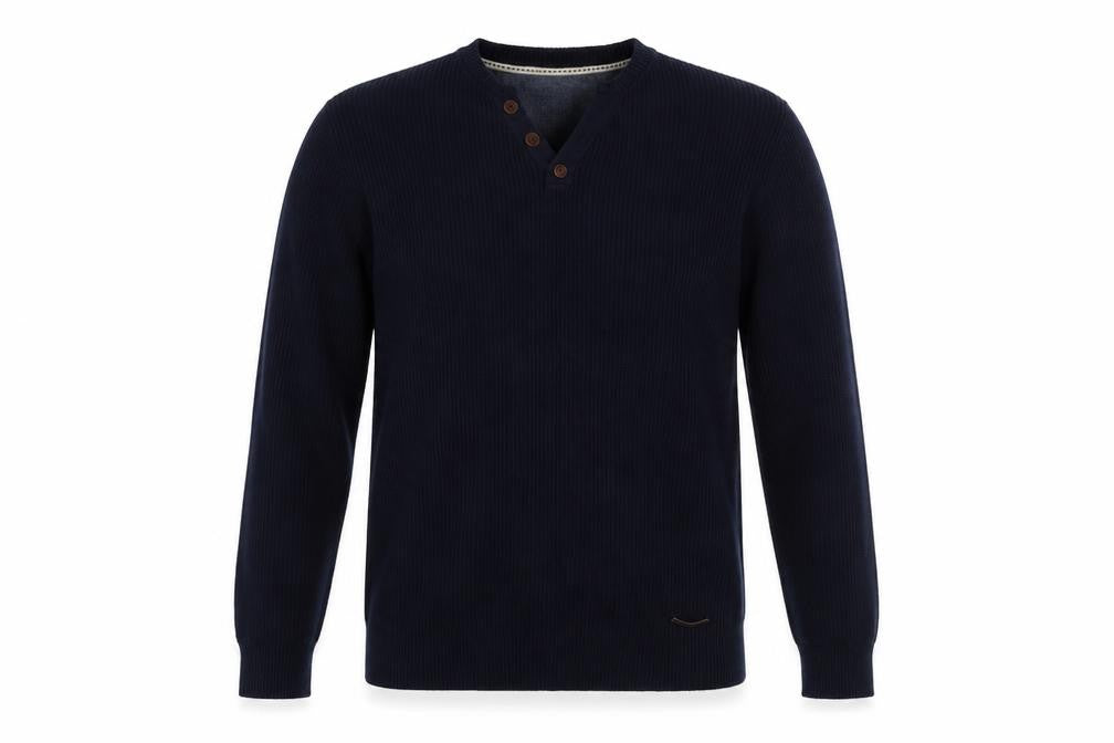Brave Soul Mens Blue V-Neck Cotton Pullover Jumper Size S Long Sleeve
